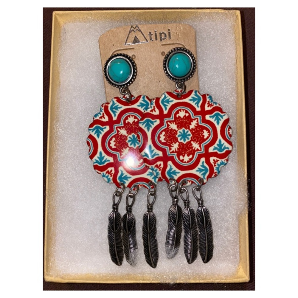Boho Multicolor Earrings - Picture 3 of 3